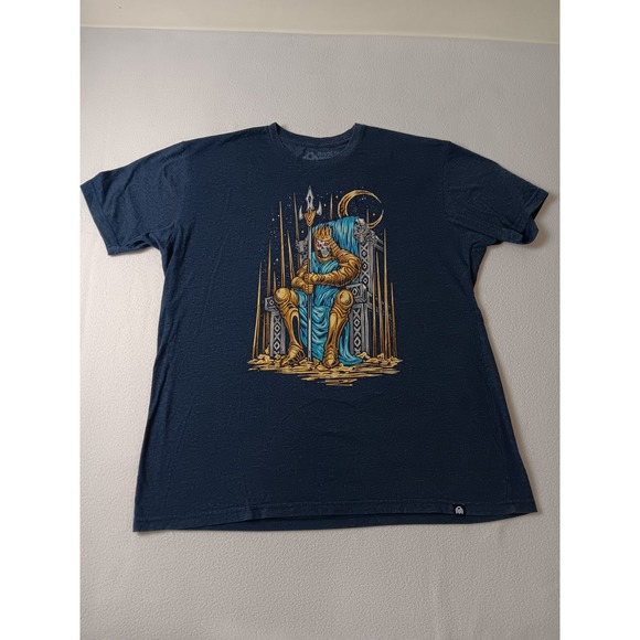 Into The Am Other - Into The AM Undead King Skeleton Throne Graphic Tee Navy Blue Mens 2XL
